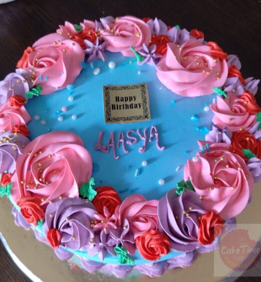 Colorful Floral Rosette Cake